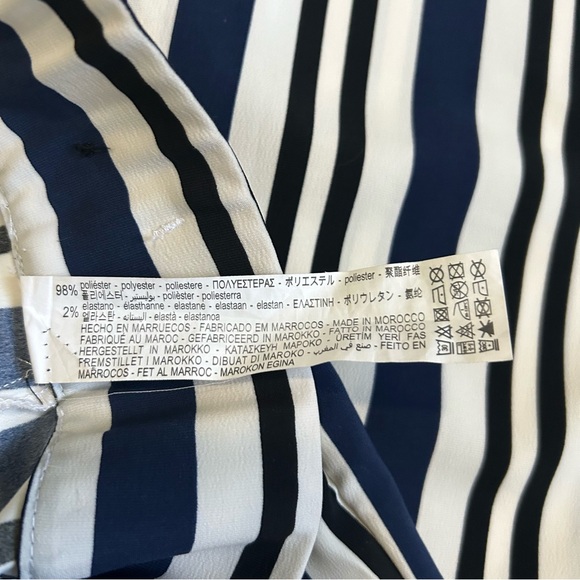 Women's Zara TRF Collection Navy & White Striped Cropped Wide-Leg Pant Size M - Picture 10 of 10